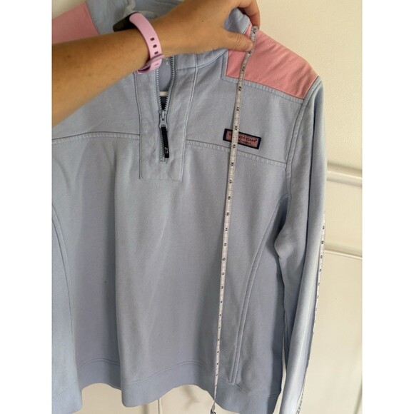 Vineyard Vines Women’s Quarter Zip Shep Shirt Blue And Pink Large - Picture 6 of 6
